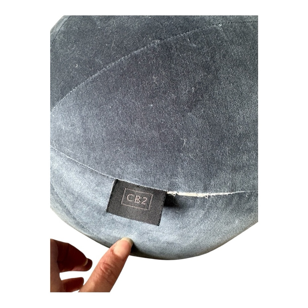 CB2 Terre Navy Blue Velvet Sphere Throw Pillow Modern Accent Crate & Barrel - Picture 2 of 5